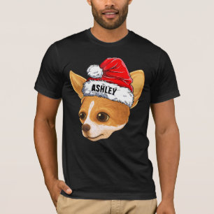 Cute Chihuahua Christmas Hat Dog Big T-Shirt