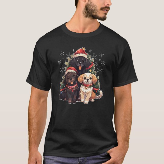 Cute Chihuahua Christmas Lights   Xmas Dog T-Shirt (Front)