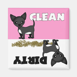 Cute Chihuahua Clean / Dirty Dishwasher Magnet