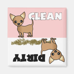 Cute Chihuahua Clean / Dirty Dishwasher Magnet
