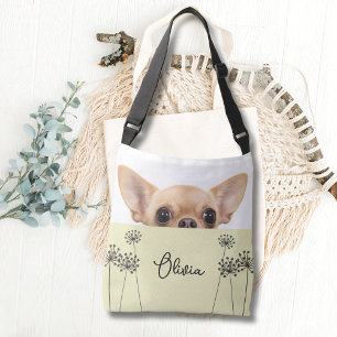 Cute Chihuahua Dandelion Personalised Crossbody Bag
