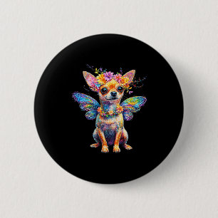 Cute Chihuahua Dog Angel With Wings  6 Cm Round Badge