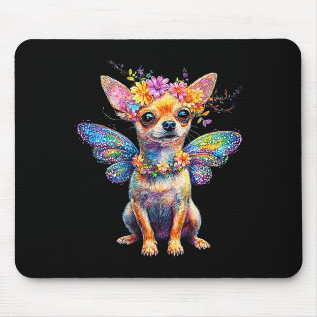 Cute Chihuahua Dog Angel With Wings  Mouse Pad (Front)
