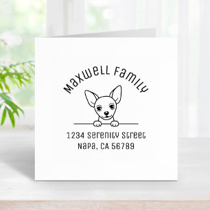 Cute Chihuahua Dog Arch Family Address Rubber Stamp