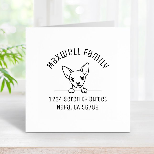 Cute Chihuahua Dog Arch Family Address Rubber Stamp (Creator Uploaded)