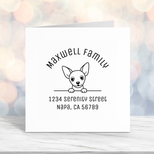 Cute Chihuahua Dog Arch Family Address Self-inking Stamp (Creator Uploaded)