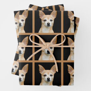 Cute Chihuahua Dog Black Tan Pattern Design Wrapping Paper Sheet