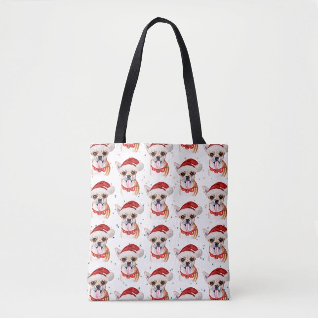Cute Chihuahua Dog Christmas Pattern Tote Bag (Front)