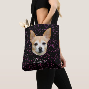 Cute Chihuahua Dog Elegant Purple Glitter Tote Bag