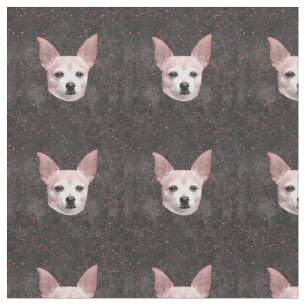 Cute Chihuahua Dog Gold Black Glitter Pattern Fabric
