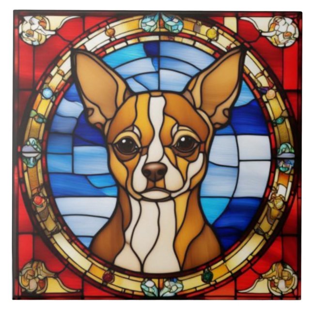 Cute Chihuahua Dog Greeting Card Ceramic Tile (Front)