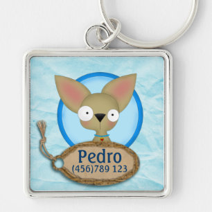 Cute Chihuahua Dog ID Tag Key Ring