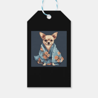 Cute Chihuahua Dog In Japanese Kimono Robe Illustr Gift Tags