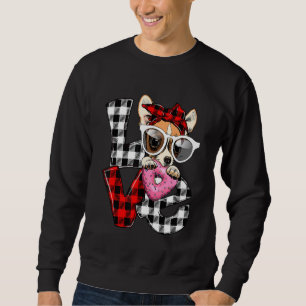 Cute Chihuahua Dog Lover Heart Plaid Valentines Da Sweatshirt