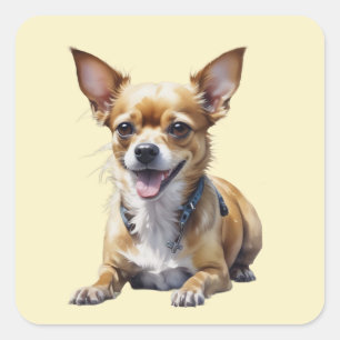 Cute Chihuahua  Dog Pet Dog Lover Art Square Sticker