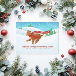 Cute Chihuahua Dog Snow Christmas Holiday Card