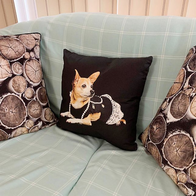 Cute Chihuahua Dog Tan Brown Black Elegant Cushion (Creator Uploaded)
