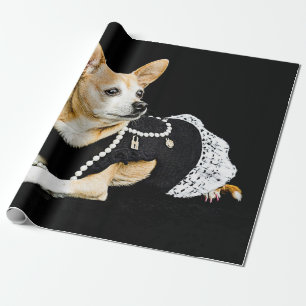 Cute Chihuahua Dog Tan Brown Black Elegant Wrapping Paper
