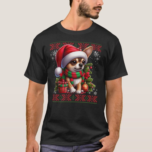 Cute Chihuahua Dog Ugly Christmas Sweater (Front)