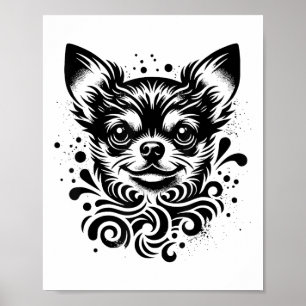 Cute Chihuahua Dog Vintage Tattoo Art _2  Poster