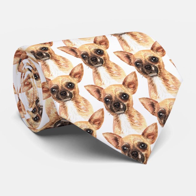Cute Chihuahua Graphic Tie (Rolled)