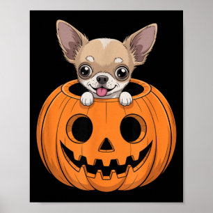 Cute Chihuahua In Pumpkin Funny Dog Halloween Poster