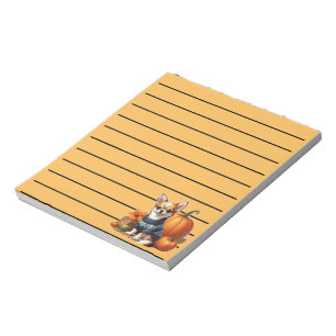 Cute Chihuahua in Sweater with Pumpkins  Notepad