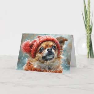 Cute Chihuahua in Winter Holiday Christmas Card