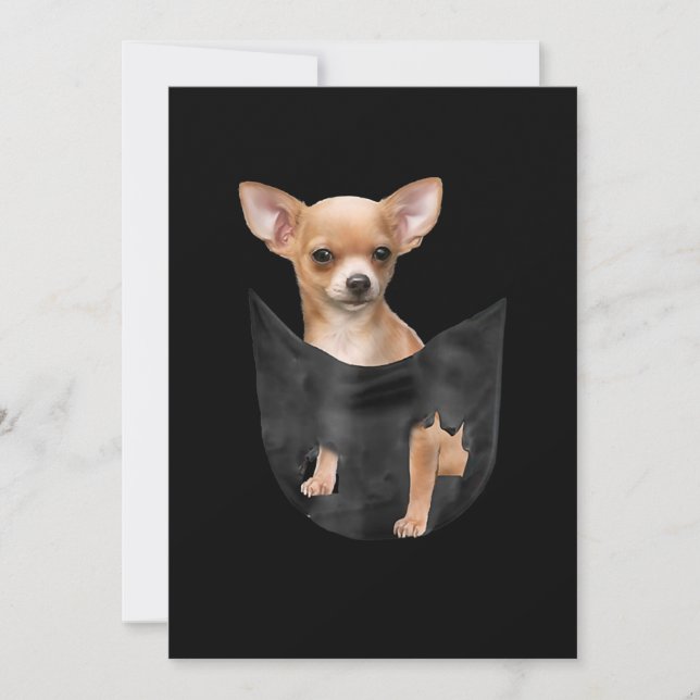 Cute Chihuahua In Your Pocket Christmas Announcement (Front)