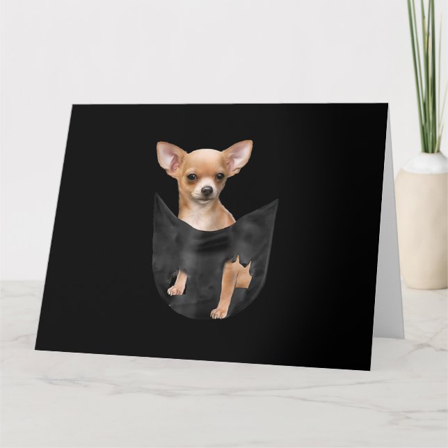 Cute Chihuahua In Your Pocket Christmas Card (Front)