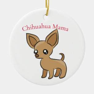 Cute Chihuahua Mama Art Thunder_Cove Ceramic Ornament