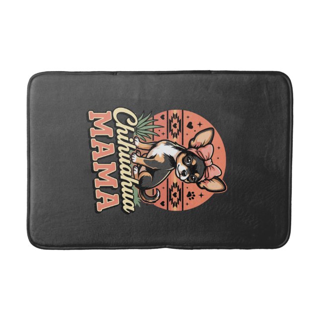 Cute Chihuahua Mama Bow Dog Mum Bath Mat (Front)