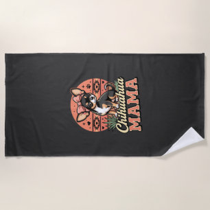 Cute Chihuahua Mama Bow Dog Mum Beach Towel