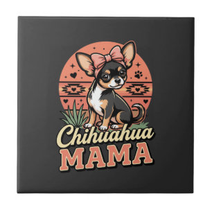 Cute Chihuahua Mama Bow Dog Mum Ceramic Tile