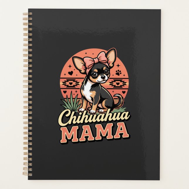 Cute Chihuahua Mama Bow Dog Mum Planner (Front)