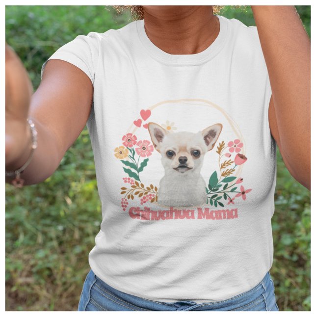 Cute Chihuahua Mama Floral T-Shirt (Creator Uploaded)