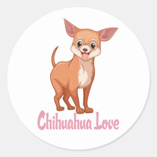 Cute Chihuahua Mum Puppy Dog Rescue Hello Love Classic Round Sticker