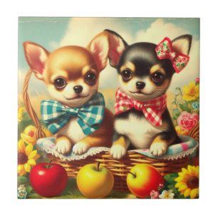 Cute Chihuahua Puppies Ceramic Tile