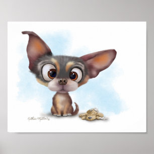 Cute Chihuahua Puppy Cartoon Poster