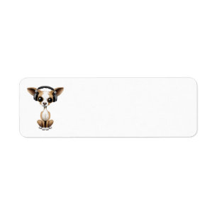 Cute Chihuahua Puppy Dj Wearing Headphones Return Address Label