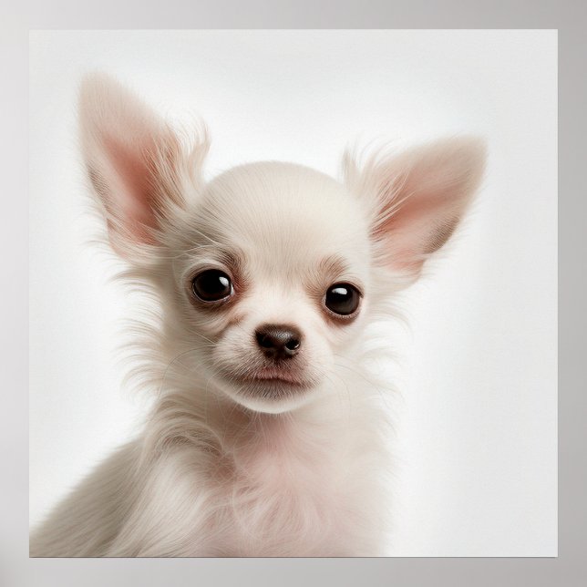 Cute Chihuahua Puppy Dog Portrait Poster (Front)