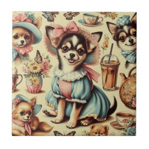 Cute Chihuahua Puppy Painting Ceramic Tile