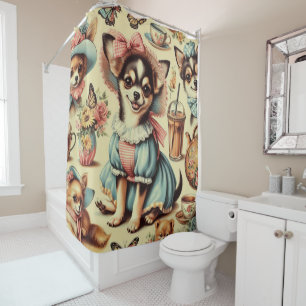 Cute Chihuahua Puppy Painting Shower Curtain