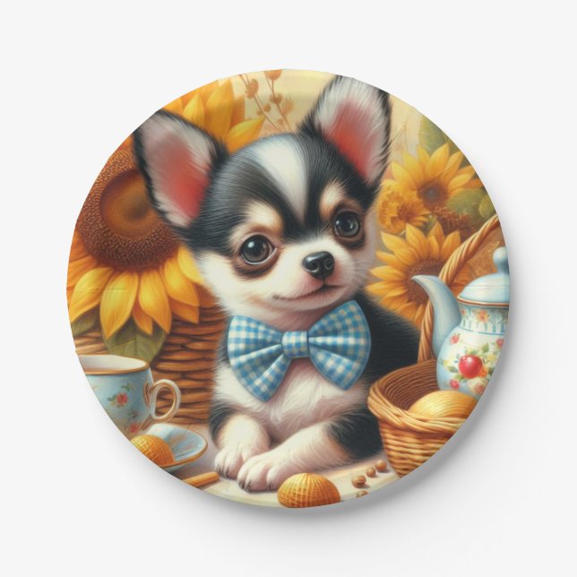 Cute Chihuahua Puppy Paper Plate (Front)