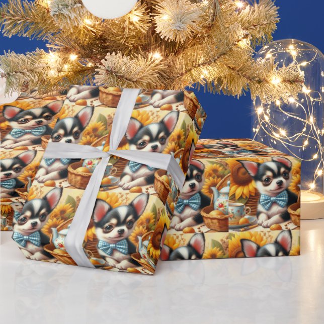 Cute Chihuahua Puppy Wrapping Paper (Holidays)