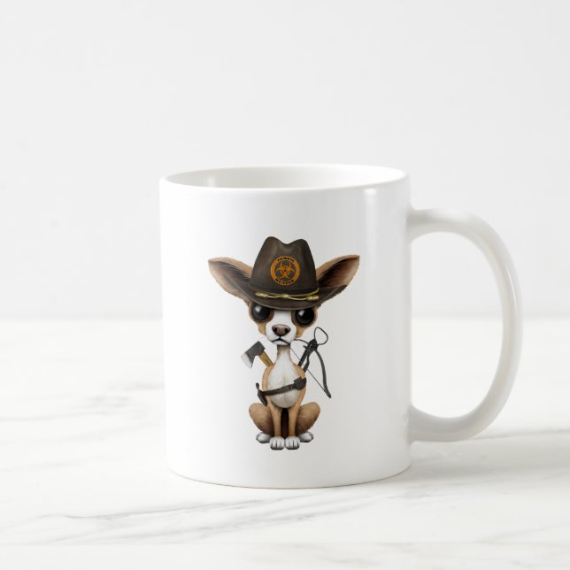 Cute Chihuahua Puppy Zombie Hunter Coffee Mug (Right)
