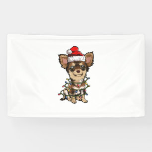 Cute Chihuahua Santa Christmas Tree Lights Xmas Do Banner