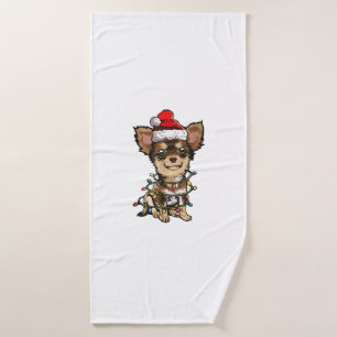 Cute Chihuahua Santa Christmas Tree Lights Xmas Do Bath Towel
