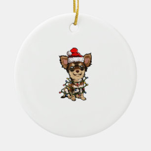 Cute Chihuahua Santa Christmas Tree Lights Xmas Do Ceramic Ornament