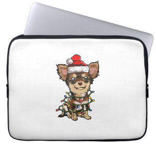 Cute Chihuahua Santa Christmas Tree Lights Xmas Do Laptop Sleeve